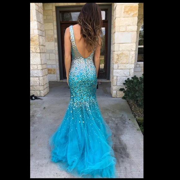 Turquoiselight Blue Sparkle Prom Dress 